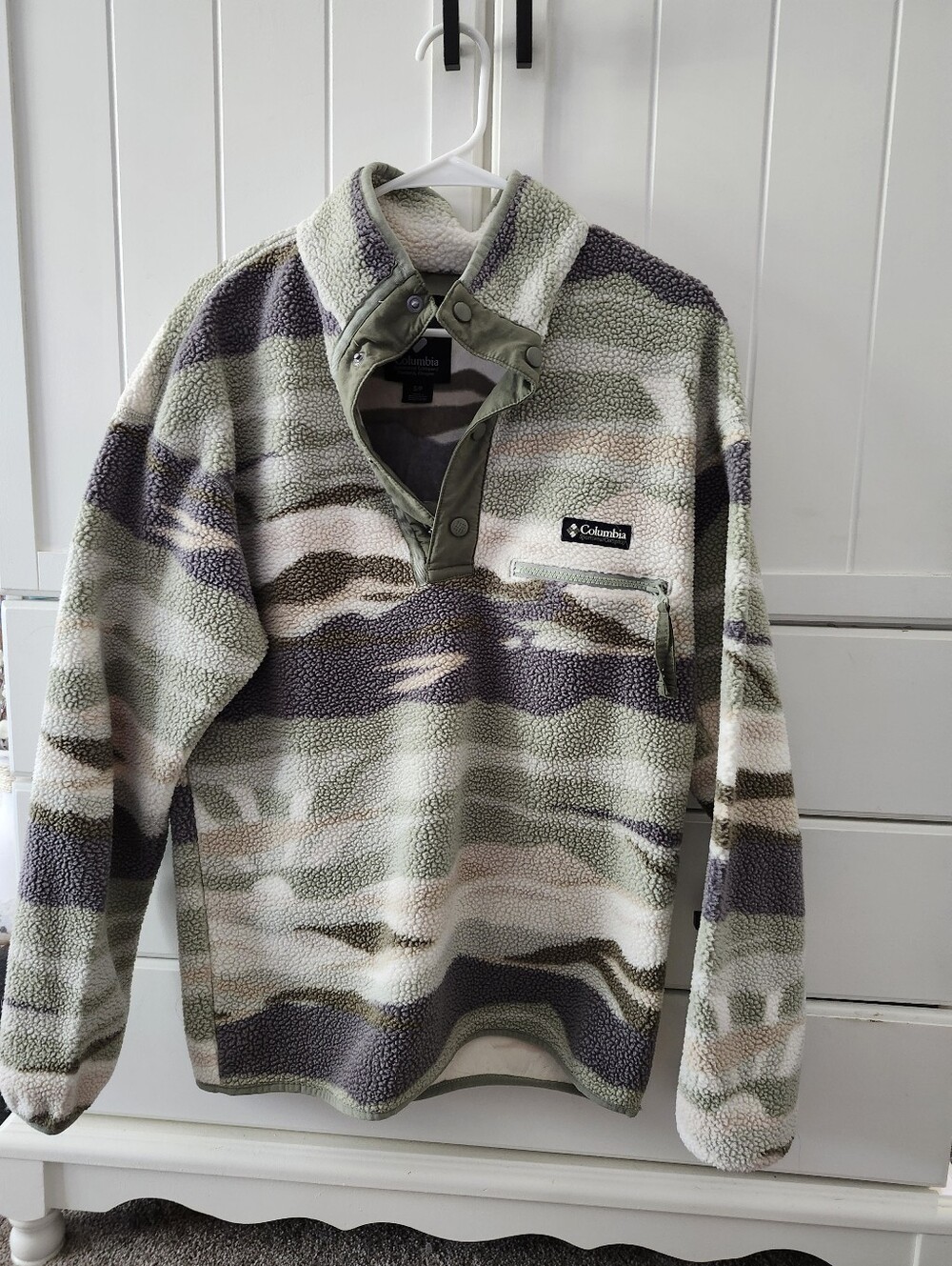 Columbia Womans  Multicolor Camo Sherpa Zip Pullover Sz S